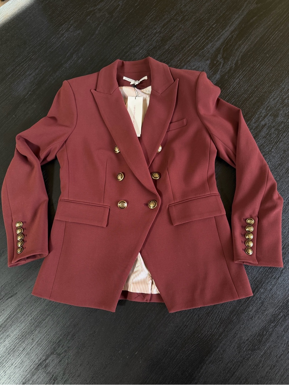 Veronica Beard Burgundy Double-Breasted Dicky Blazer